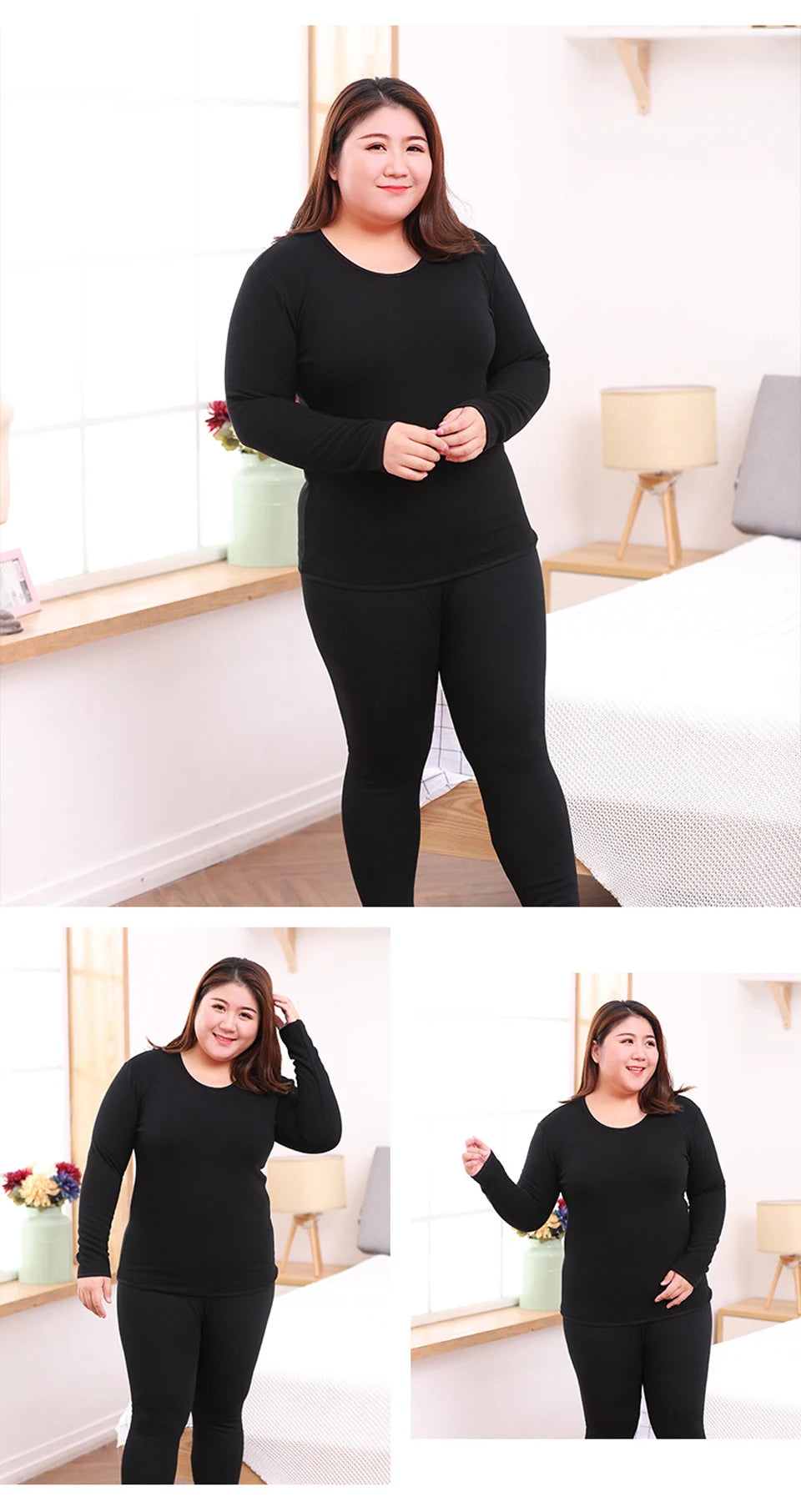 Women's Thermal Apparel: Plus Size, Warm Base Layers Long John Thermal Underwear And Undershirt Sets / Rungear