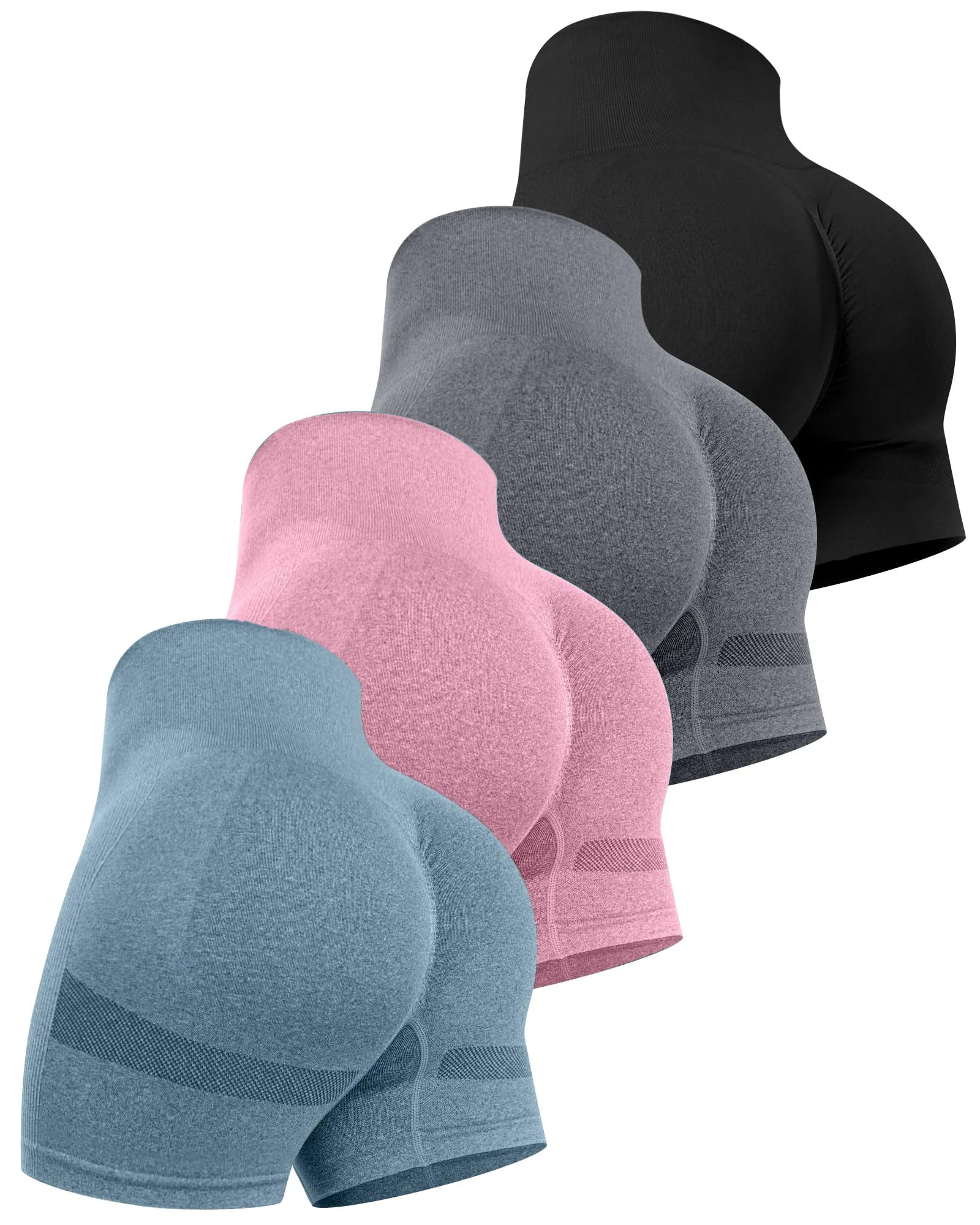 Women's Activewear Shorts: 4PC High Waist, Booty Lifting, Summer Fitness Shorts / Rungear