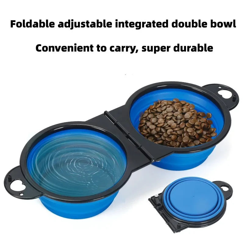 2-in-1 Foldable Portable Outdoor Travel Dual Food And Water Bowl