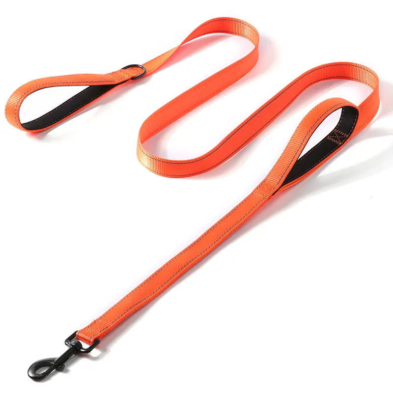 Pet Accessories Gear: 6FT Heavy Duty, Double Handle, Reflective, Nylon Dog Leash for Large Medium Dogs / Rungear