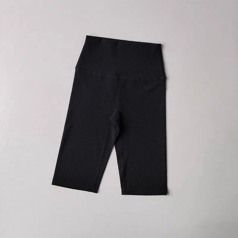 Women's Activewear Apparel: Solid Colour, Ribbed, High Waisted Fitness Sport Shorts / Rungear