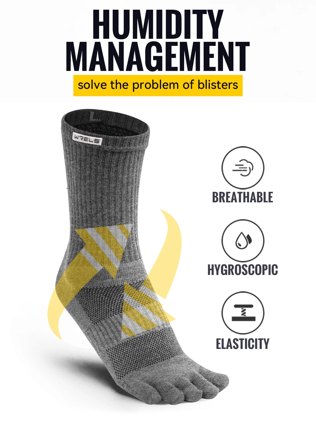 Five Finger Toe Socks | Arch Support Running Socks with Moisture-Wicking Cotton | 1, 2 or 3 Pairs