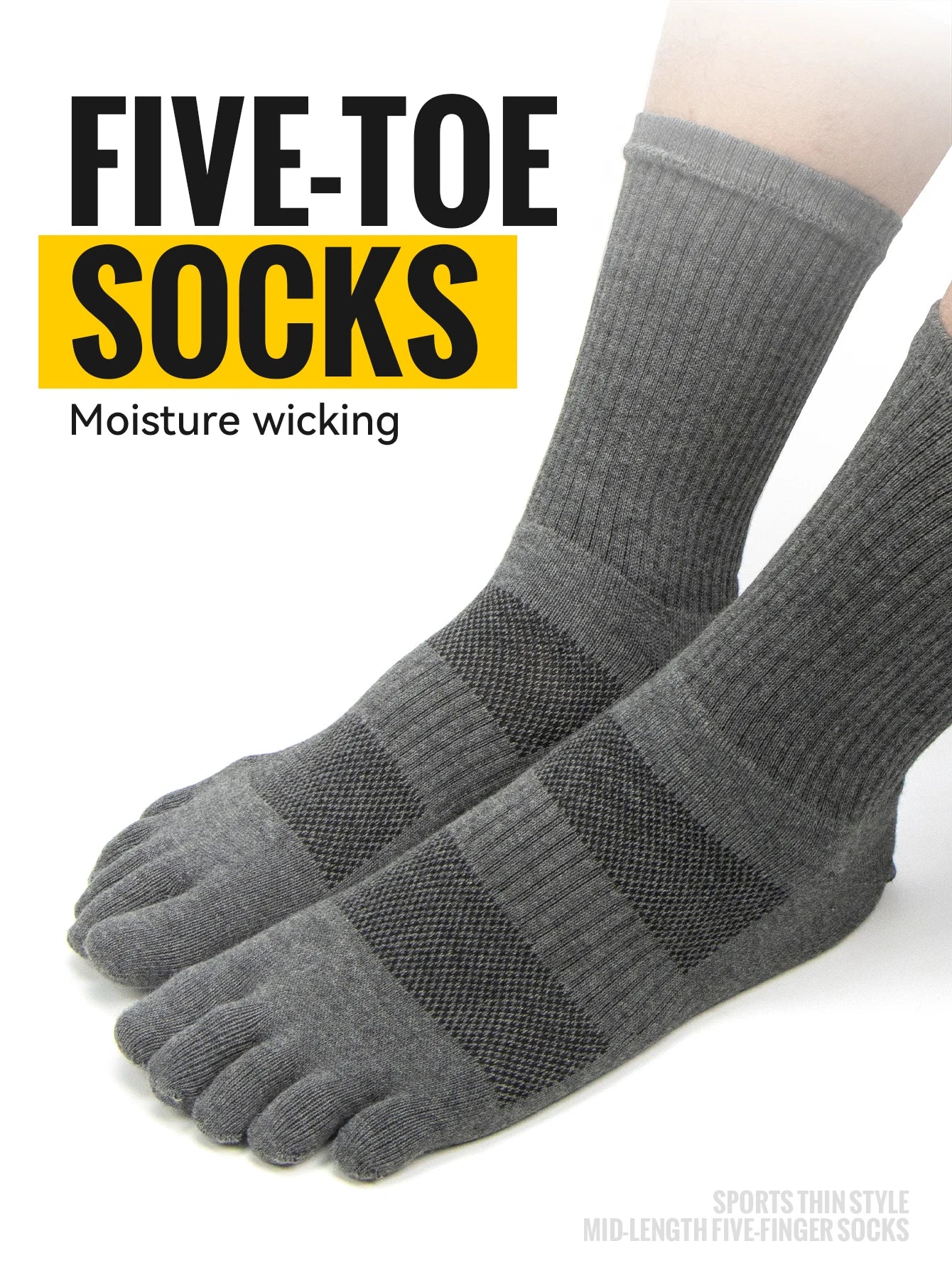 Five Finger Toe Socks | Arch Support Running Socks with Moisture-Wicking Cotton | 1, 2 or 3 Pairs