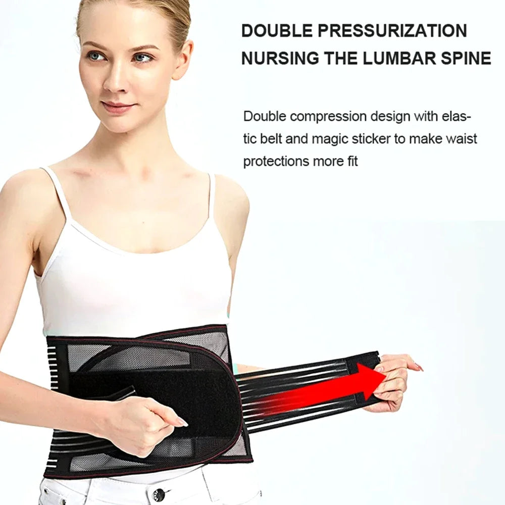 Lumbar Back Brace Support Belt | Breathable Anti-Skid with 5 Stays | Heating & Ventilate