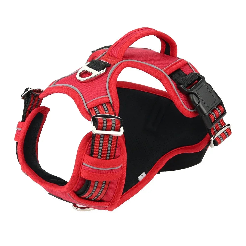 Reflective Pet Accessories: Dog Harness with Vertical Handle, Adjustable Dog Collars for Big Medium Dogs, 1000D Oxford Cloth / Rungear