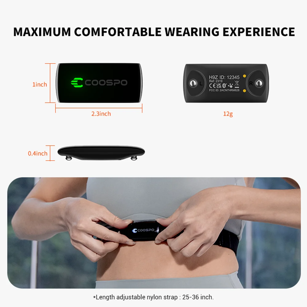 COOSPO H9Z Heart Rate Monitor Chest Strap | Bluetooth 5.0 & ANT+ | IP67 Waterproof