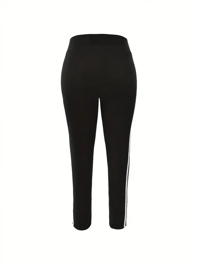 Plus Size Women's Activewear Pants: 1XL-5XL Casual, Slim, Striped Sports Running Pants / Rungear