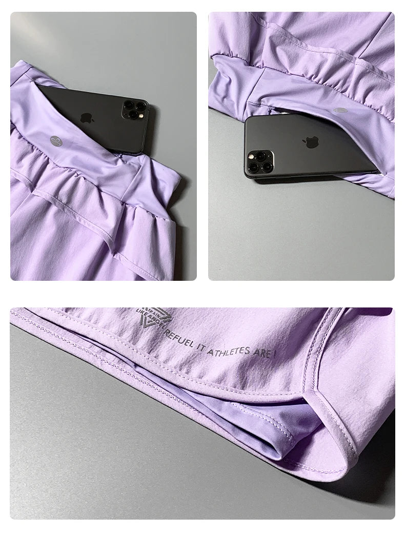 DRUR 2 In 1 High Waist Pants With Pockets Fitness Running Women Shorts Sportwear 2025