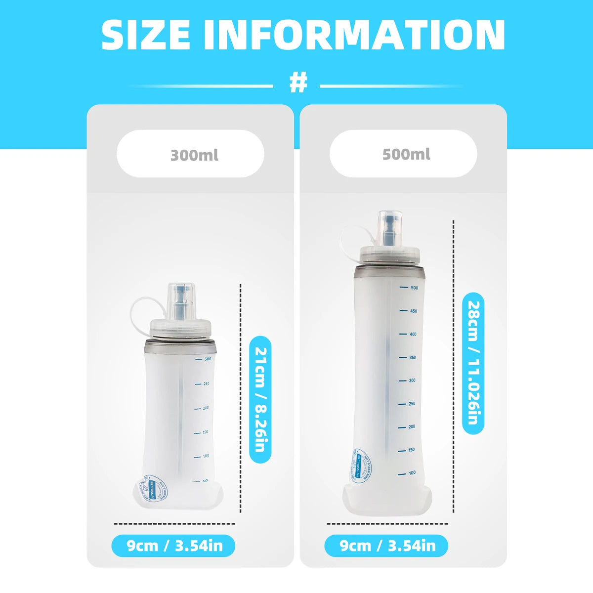 WRELS BPA-Free Collapsible Soft Flask Sports Water Hydration Bottles for Running, Camping, Hiking and Walking