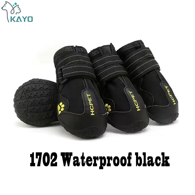 Dog Boots 4-Pack | Waterproof & Breathable, Anti-Slip Rubber Sole, Reflective Velcro Straps | Sizes 1–8 | RUNGEAR