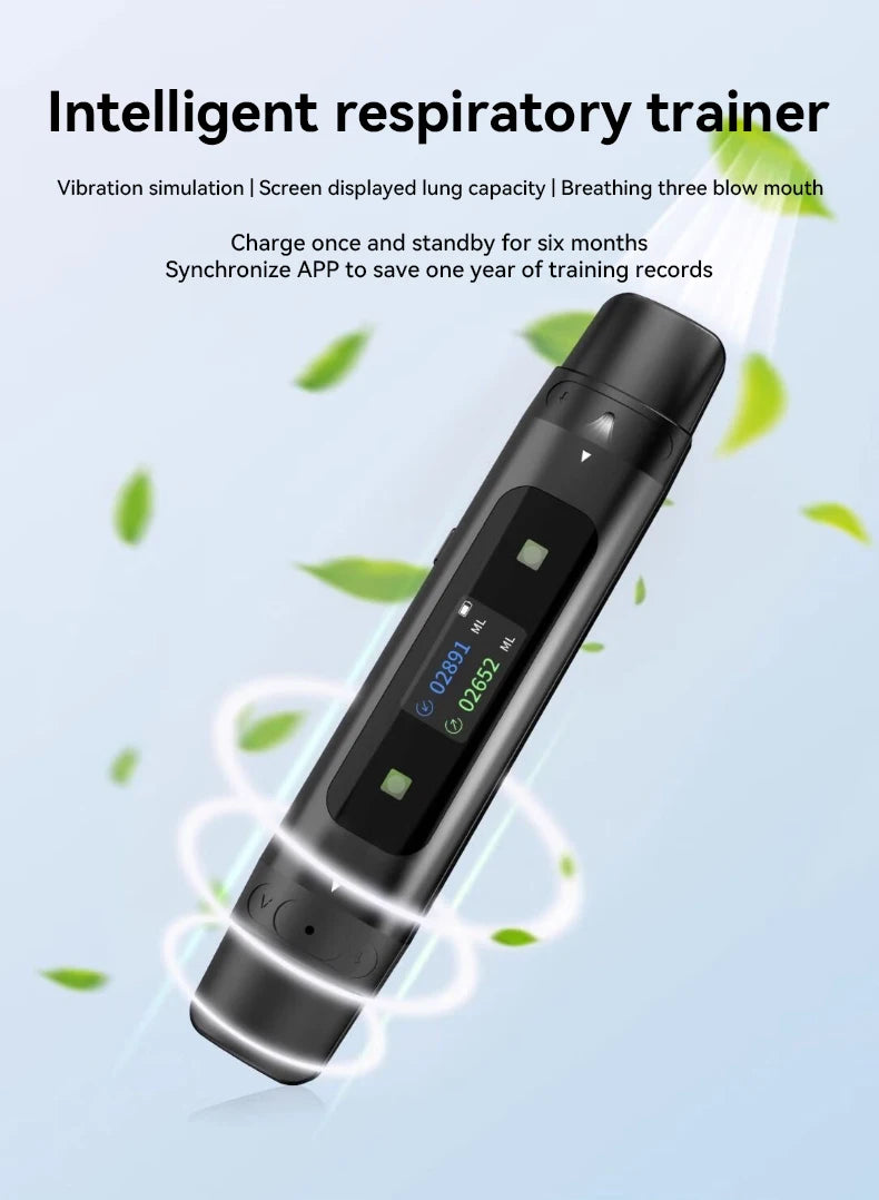 Bluetooth Spirometer Breath Trainer – Digital Lung Capacity & Respiratory Muscle Tester