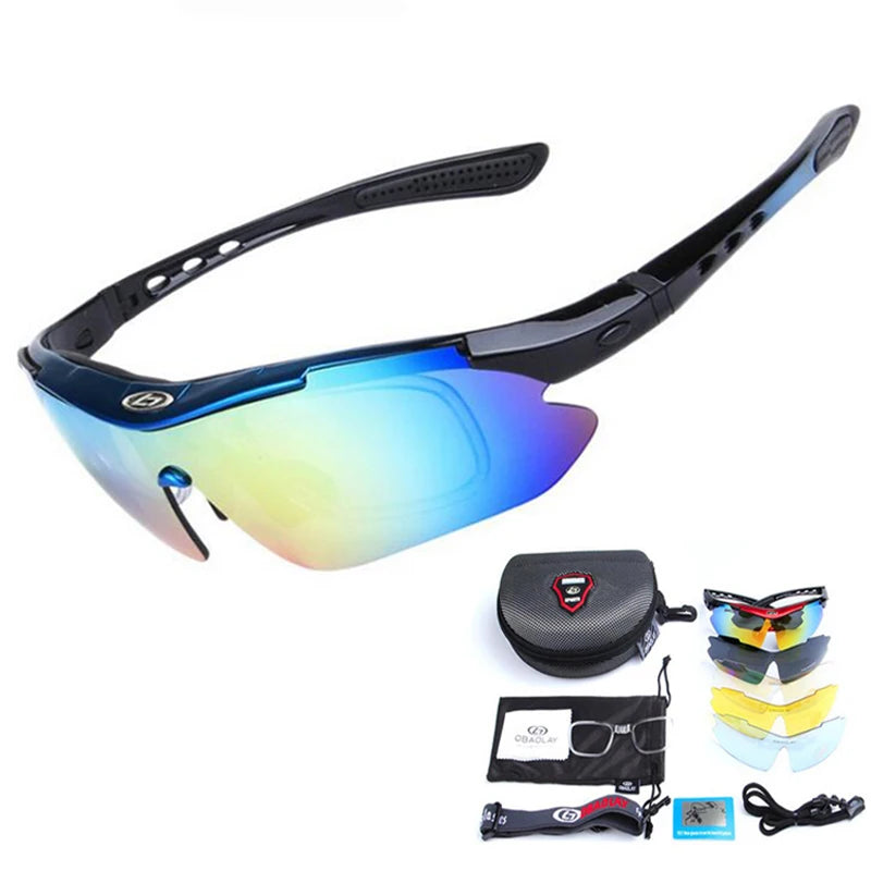 UV400 Sports Sunglasses with 5 Interchangeable Lenses | Running, Cycling & Outdoor