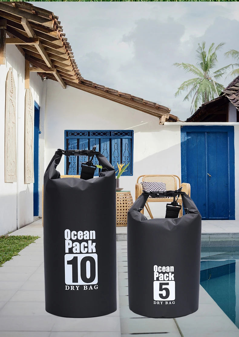Waterproof PVC Roll-Top Dry Bag | 2L to 30L, Roll-Top Buckle Closure, Shoulder Strap Options | RUNGEAR