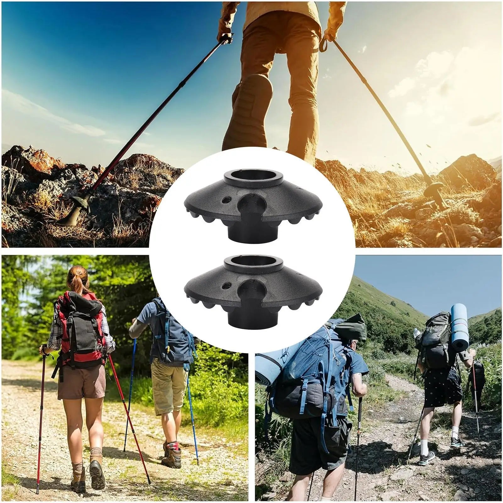 Trekking Pole Replacement Baskets – Pack of 2 Snow & Mud Support Basket Protectors for Hiking Poles | RUNGEAR