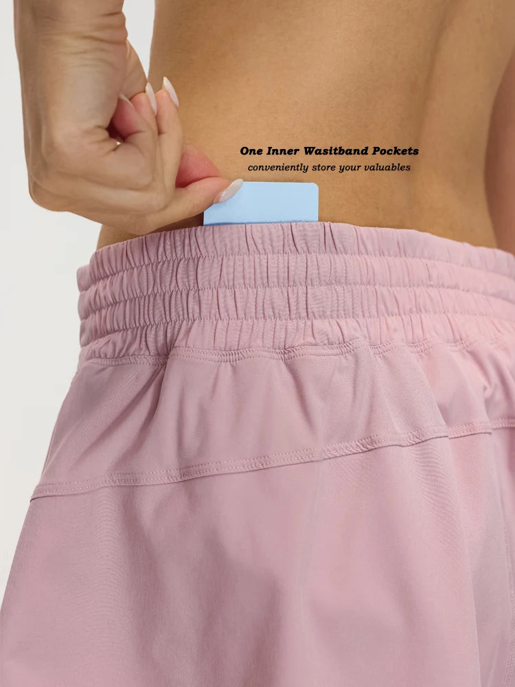 Women's High-Waisted 2-in-1 Athletic Shorts with Pocket