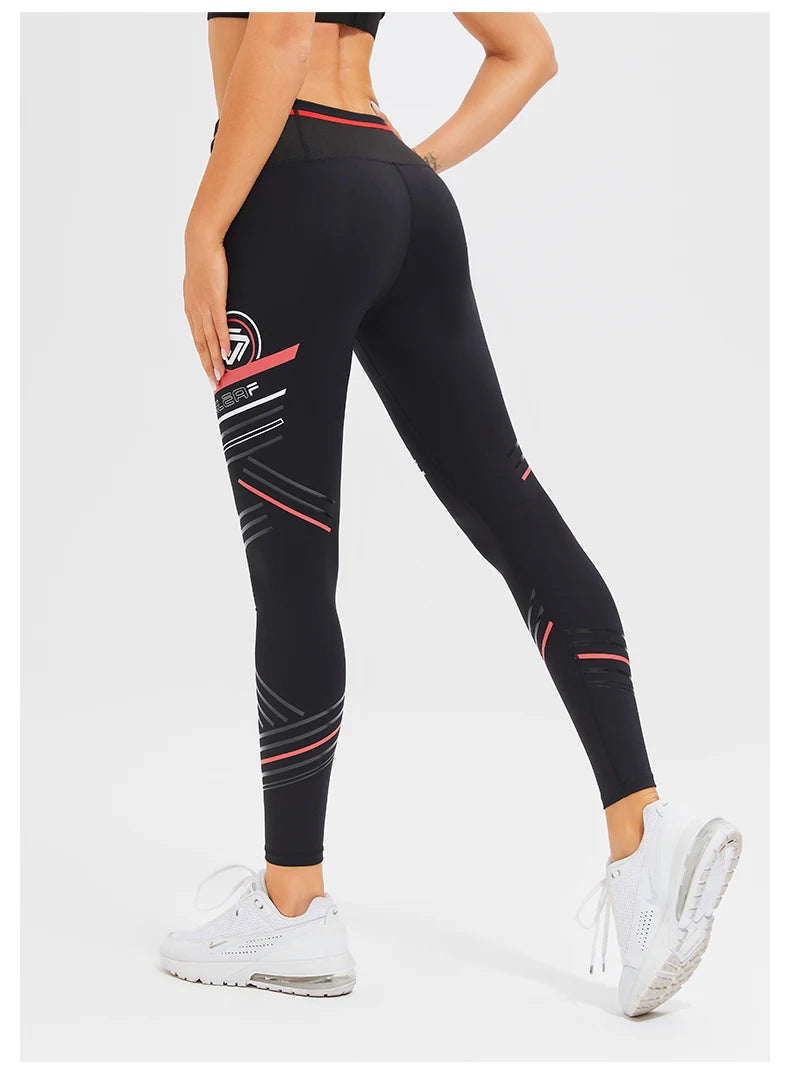 Women's Compression Apparel: Printed High Waisted Workout Pants With Pockets / Rungear