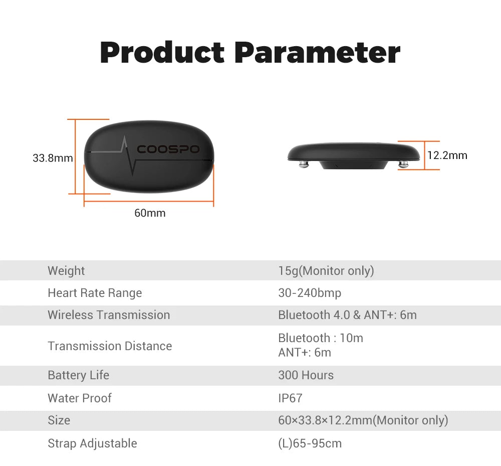 COOSPO HW9 Optical Heart Rate Monitor Armband | Bluetooth 4.0 & ANT+ Fitness Sensor for Garmin & Wahoo | RUNGEAR