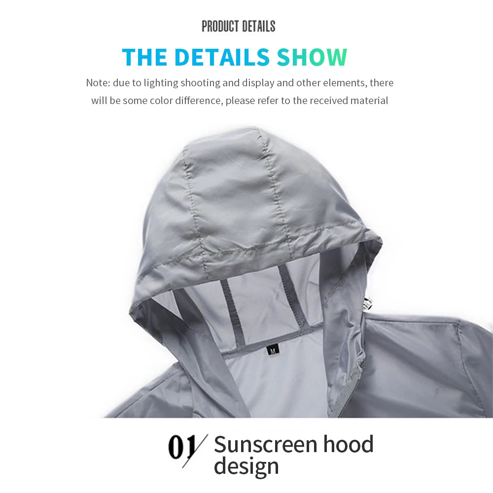 Men's Lightweight Windbreaker Hoodie – UV Protection, Quick-Dry, Full Zip