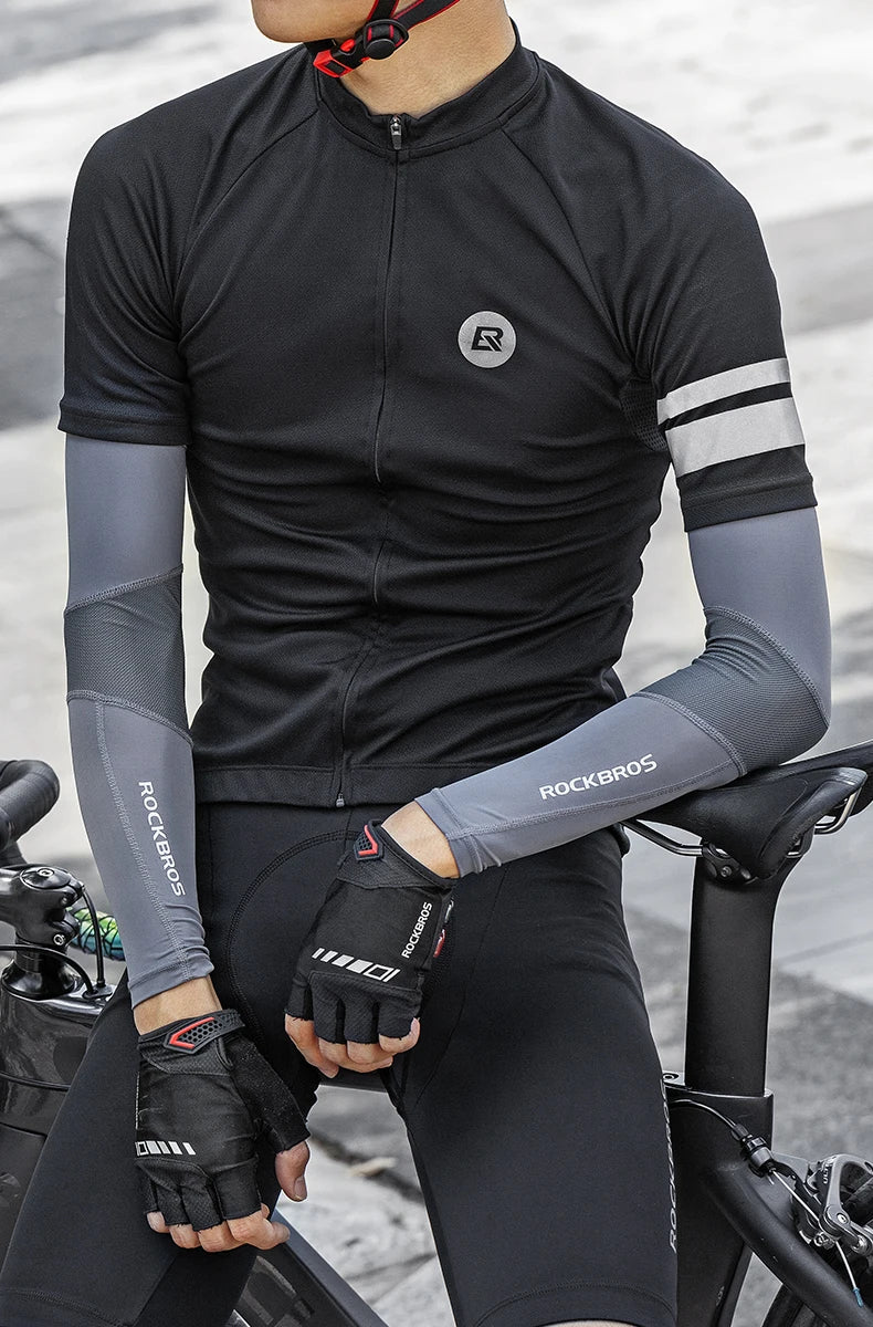 Compression Apparel Gear: ROCKBROS Breathable, Quick-Dry UV Protection Ice Fabric Sports Arm Sleeves / Rungear