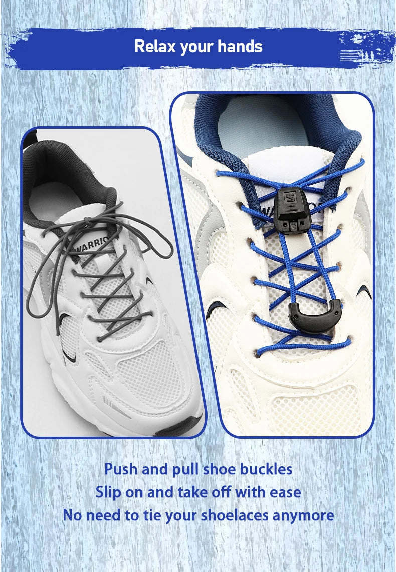 Round No-Tie Elastic Shoelaces | Adjustable Fit | 10 Colours | Running & Sport