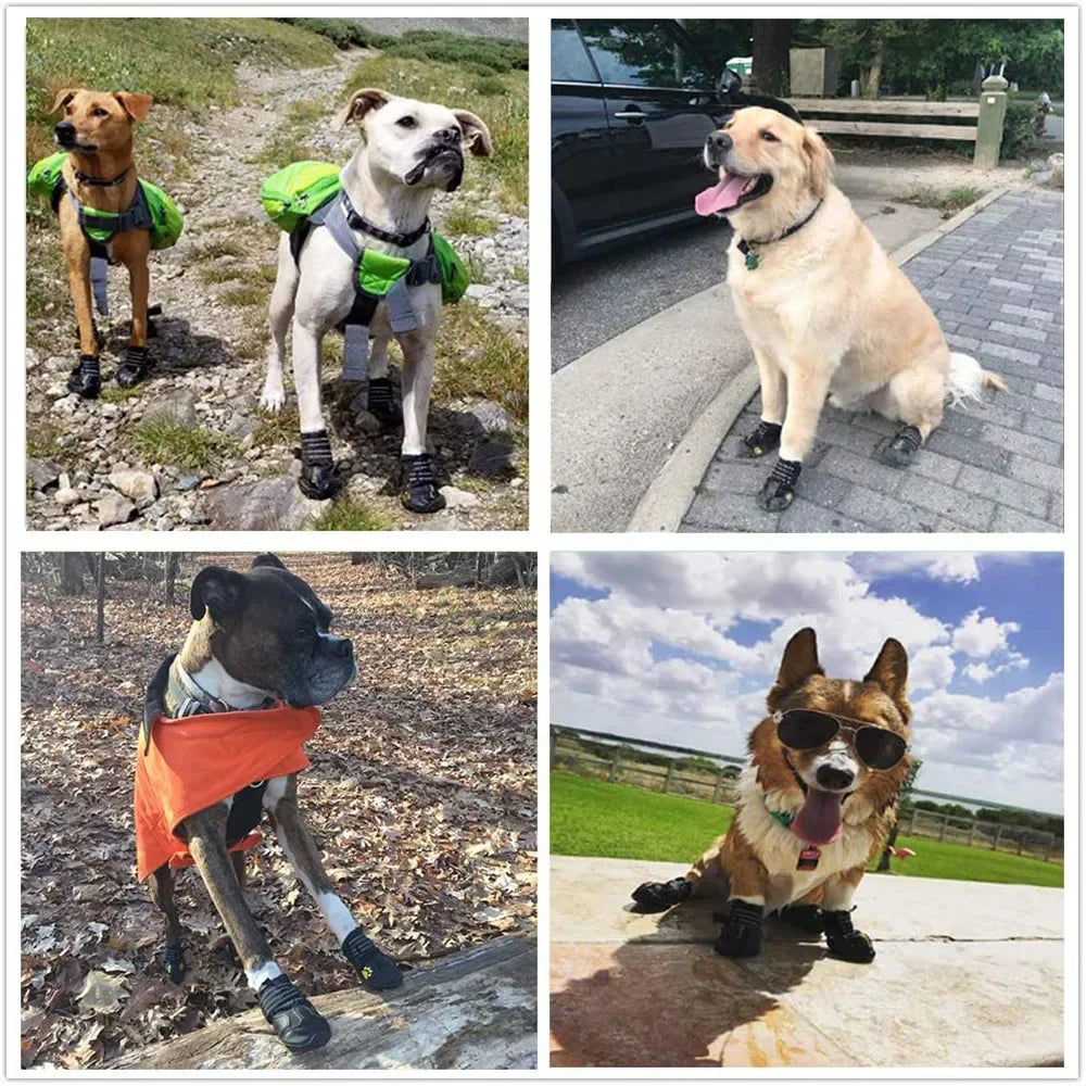 Waterproof Anti-Slip Rubber Dog Boots | Silica Gel Paw Protector Booties for Hot Pavement, Snow & Rain | RUNGEAR