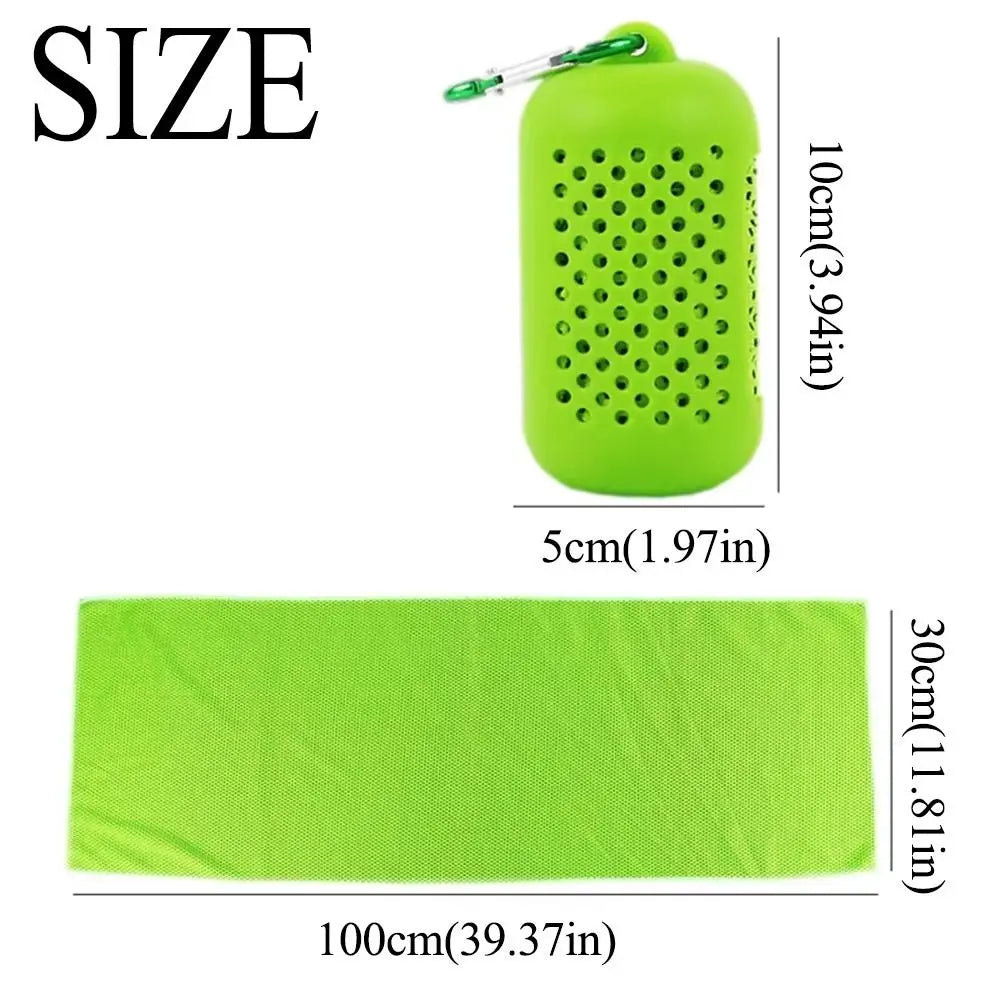 Sports Cold Towel – Mini Portable Quick-Dry Cooling Towel with Hook & Case