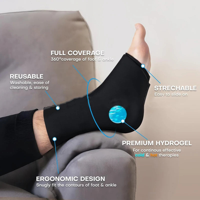 Reusable Hot & Cold Therapy Gel Foot Ice Pack Wrap – Cooling Sock for Plantar Fasciitis, Ankle Pain Relief & Arthritis | RUNGEAR