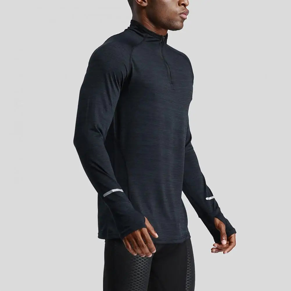 Men's Quick-Dry Apparel: Long Sleeve, Half-Zip, Pullover Running Compression Fitness Shirt / Rungear