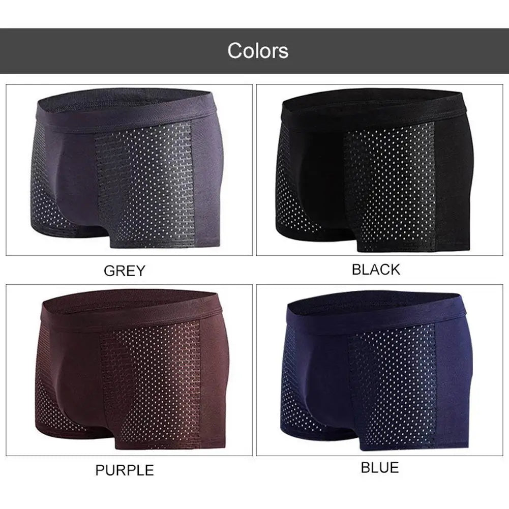 Men's Bamboo Boxer Shorts – 4-Pack, Breathable, Slim Fit | Everyday Comfort Underwear | XXL