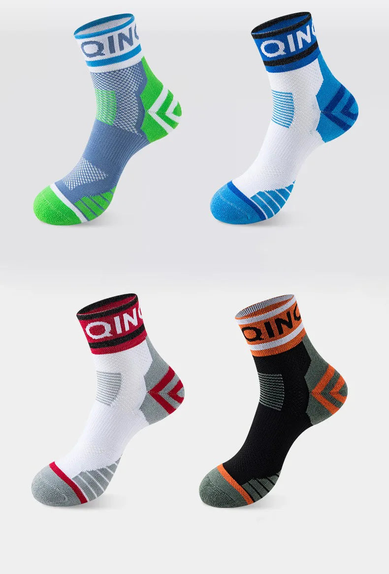 Marathon Sport Ankle Socks – 4-Pair Pack, Shock-Absorbing, Anti-Slip & Breathable