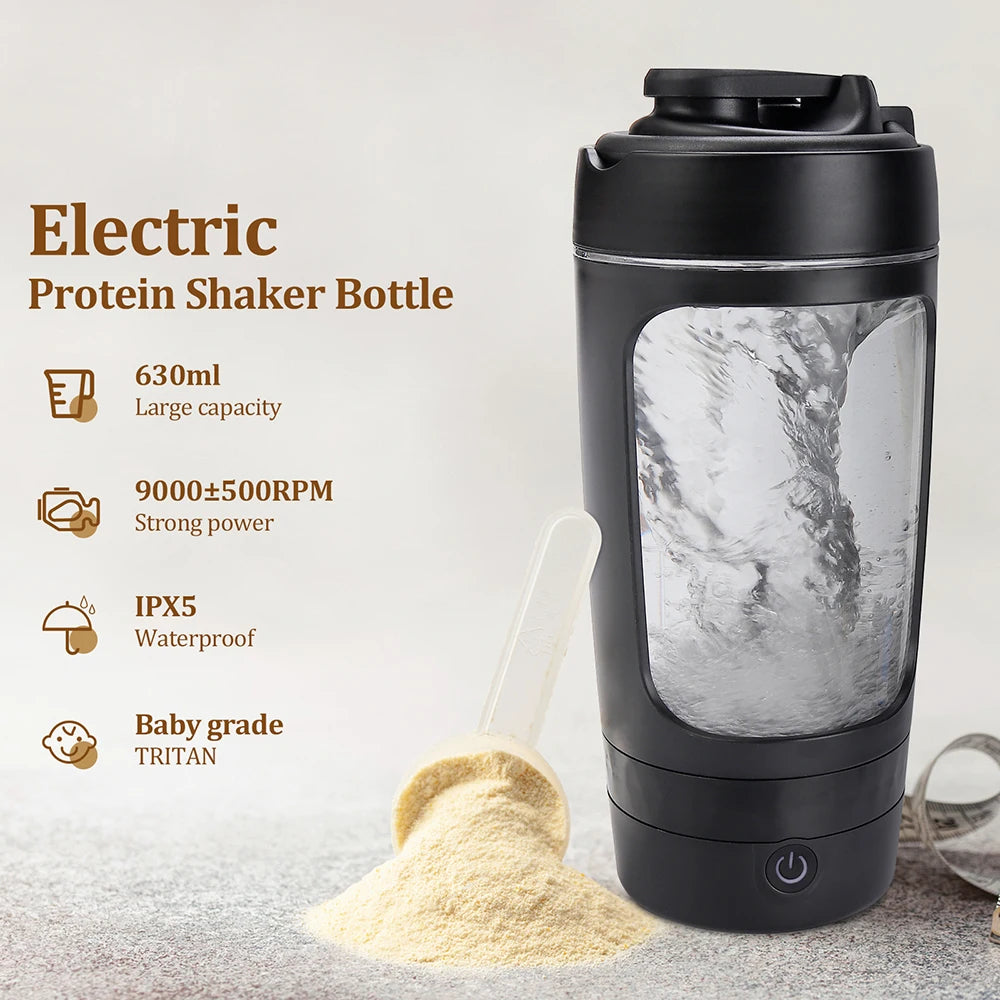 Hydration Gear Accessories: 650ml Portable, Automatic, Multi-Purpose Electric Protein Shaker Blender for Fitness Work / Rungear