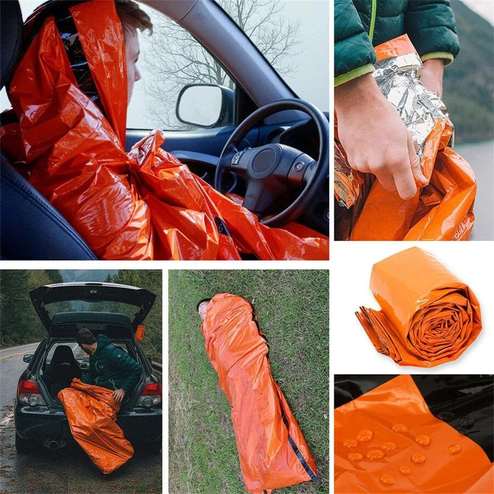 Emergency Survival Sleeping Bag | Waterproof Thermal Mylar Blanket for First Aid & Rescue