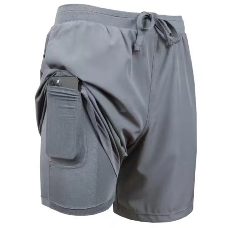 Men's Double-Layer Shorts: Quick Dry, Breathable, Fitness Sports Shorts with Built-In Pockets / Rungear