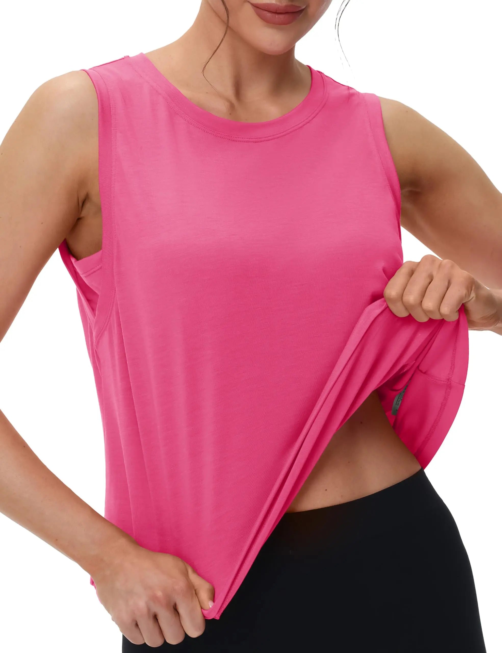 Women's Moisture-Wicking Clothing: TACVASEN Sleeveless, Loose Fit, Crew-Neck, Workout Crop Tank Tops / Rungear