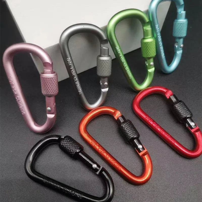 Trail Gear Accessories: Aluminum D Shaped Locking Carabiner, Clip Rope Hook For Hiking Gear / Rungear