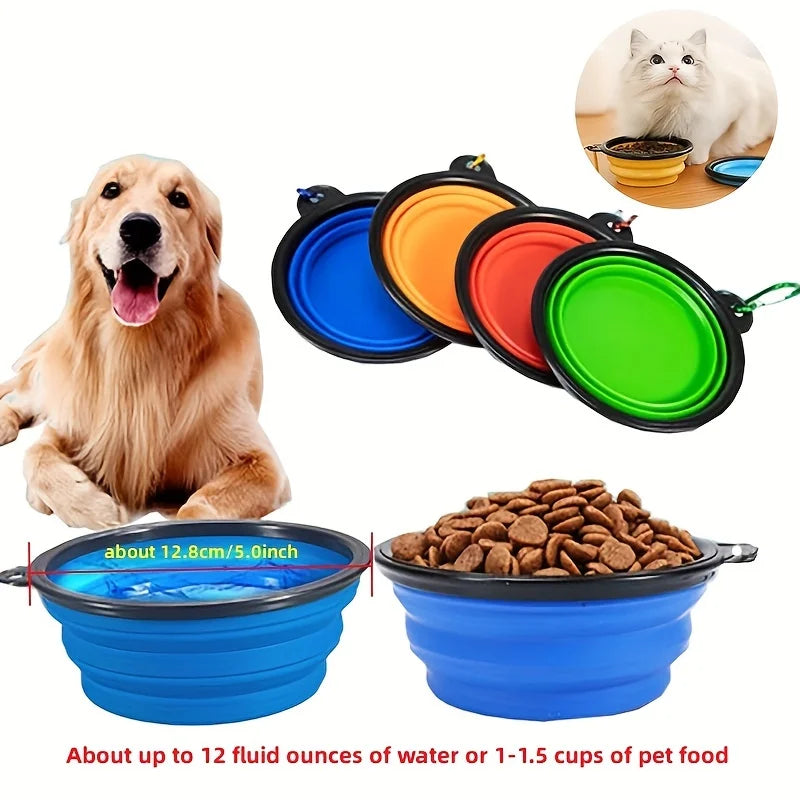 Collapsible Silicone Pet Travel Bowl with Carabiner Clip – 350ml | Dogs & Cats
