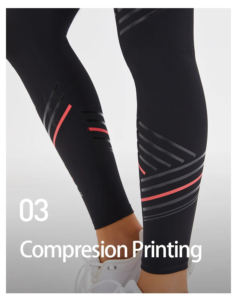 Women's Compression Apparel: Printed High Waisted Workout Pants With Pockets / Rungear
