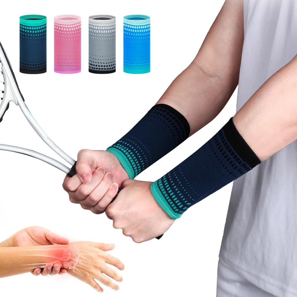 Sport Sweatband Wrist Wraps | 1 Pair Knitted Wrist Support for Tennis, Gym & Running