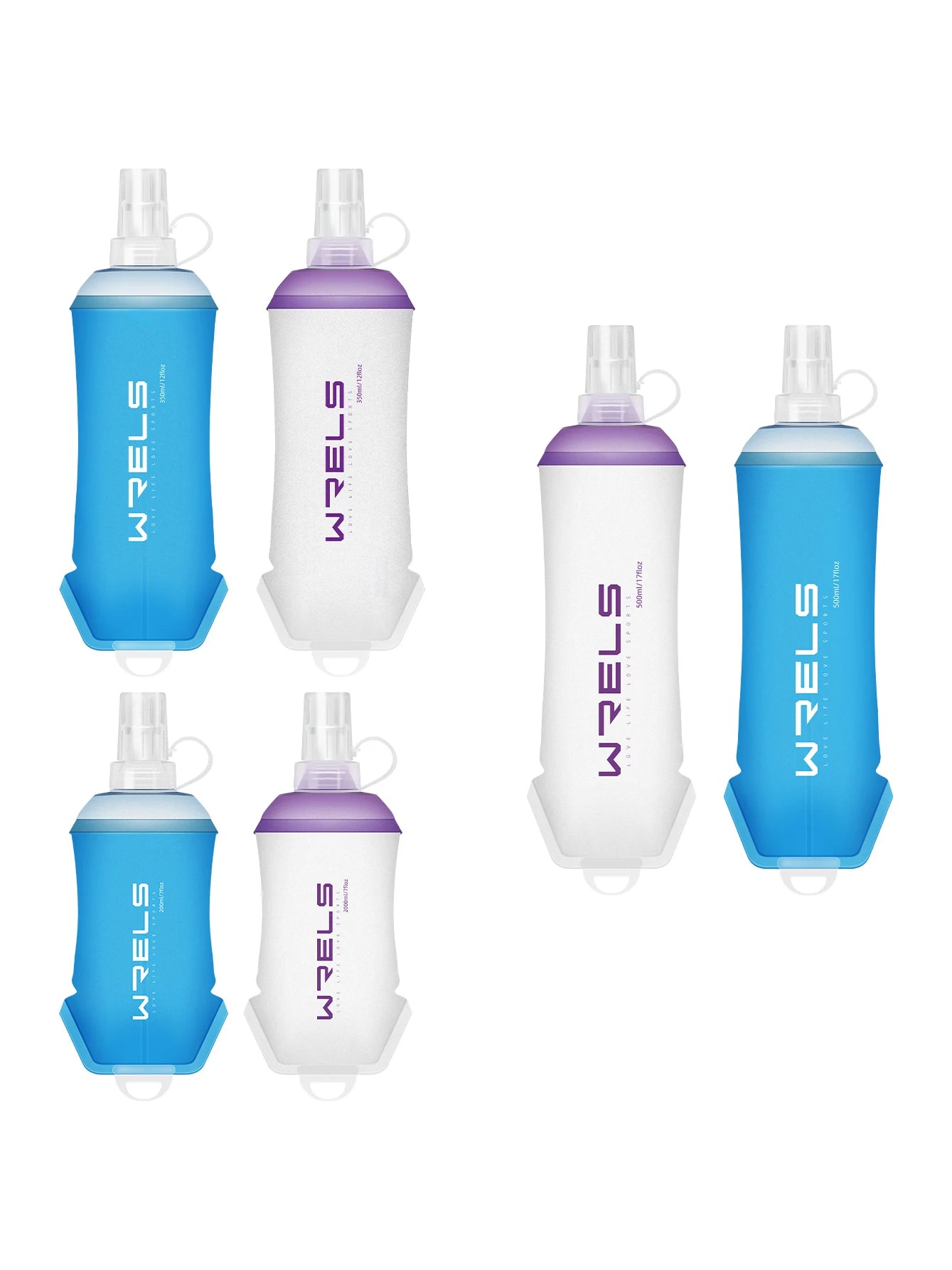 Running Hydration Gear: WRELS Outdoor BPA Free Soft Folding TPU Soft Flask Sport Water Bottle, Large Diameter / Rungear
