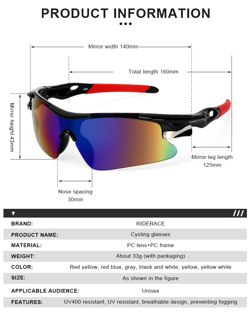 Running Sunglasses Gear: RIDERACE Sports Sunglasses for Hiking, Running, Outdoor Sports / Rungear