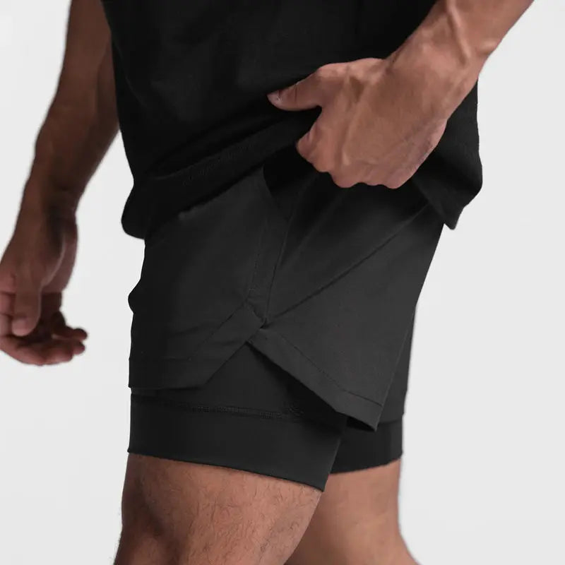 Men's Double Layer Shorts: 2 in 1 Breathable, Double Layer, Quick Dry, Running Workout Sports Shorts / Rungear