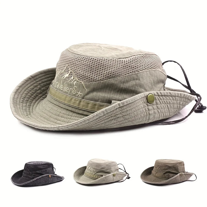 Men's Breathable Mesh Bucket Hat - Summer Panama Style for Hiking, Walking, Fishing & Beach Sun Protection