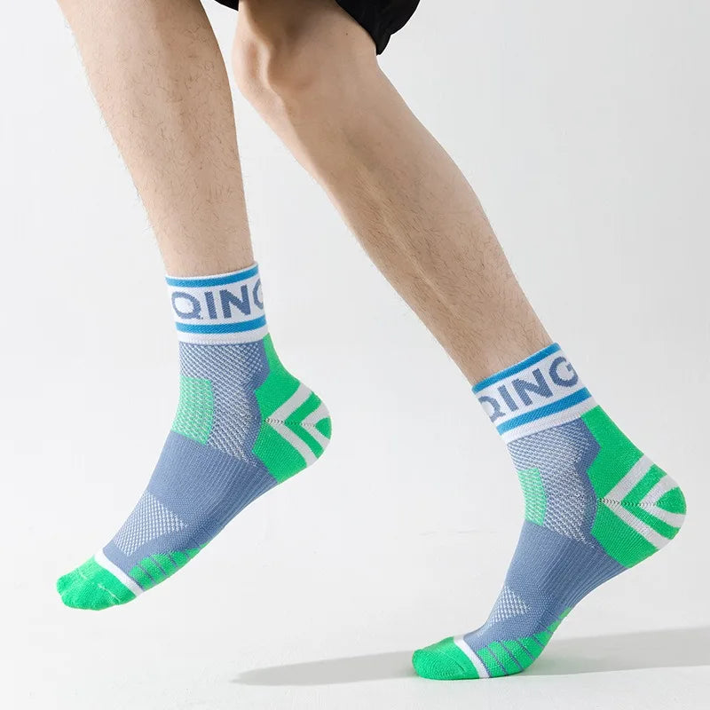 Men's Running Apparel Accessories: 4 Pairs Shock-Absorbing, Anti Slip, Sweat Absorbing, Breathable Ankle Socks / Rungear