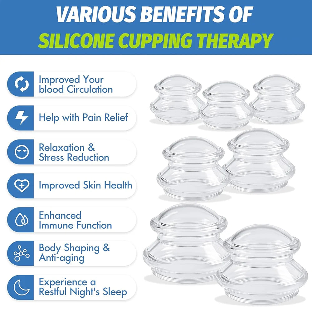 Silicone Cupping Therapy Set (7PC) – Professional Massage Cups for Recovery & Cellulite | RUNGEAR