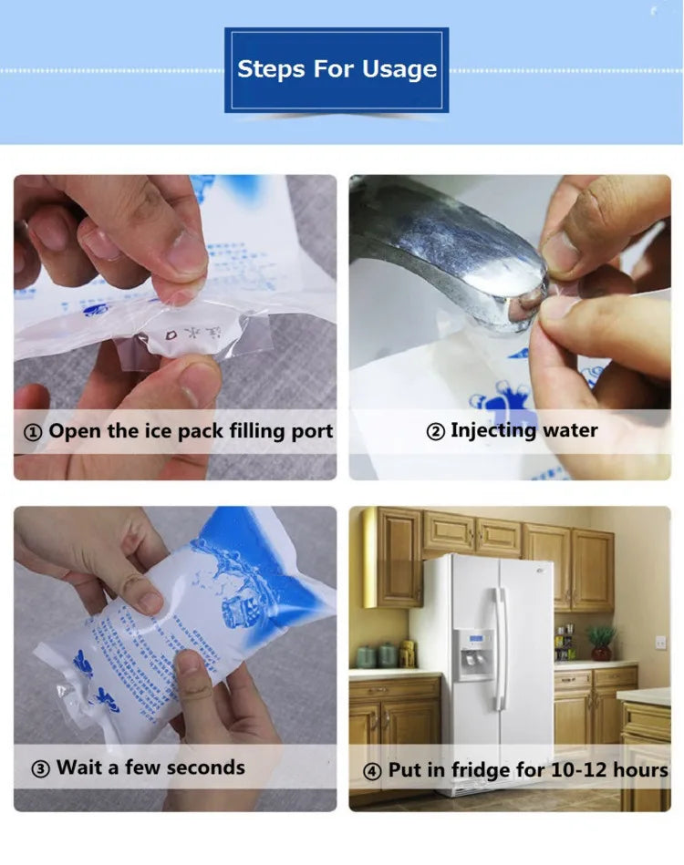 50-Pack Reusable Gel Ice Packs – Water Injection Cold Compress for First Aid, Pain Relief & Fresh Food Cooling