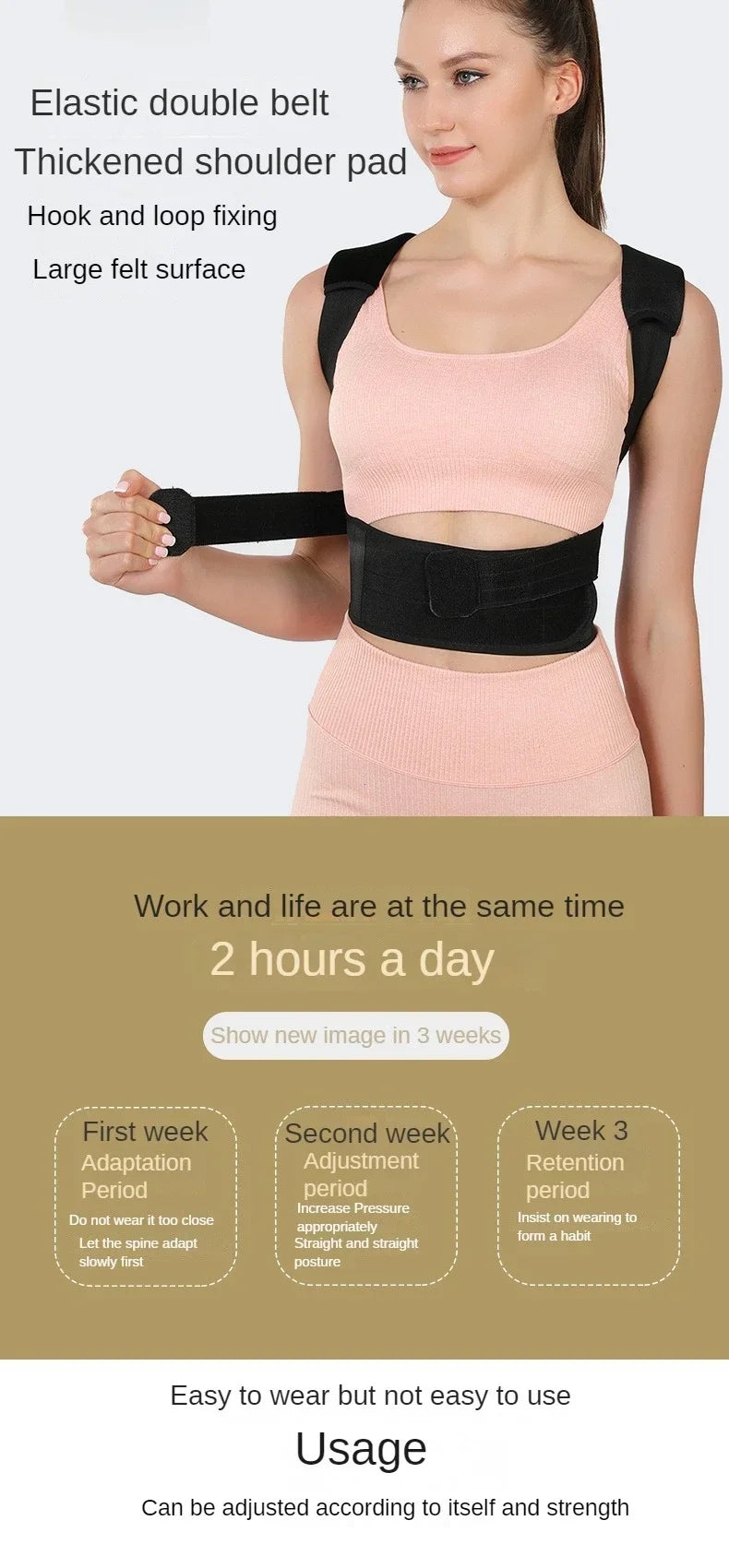 Upper Spine Posture Corrector | Fully Adjustable Breathable Back Brace with Shoulder Straps