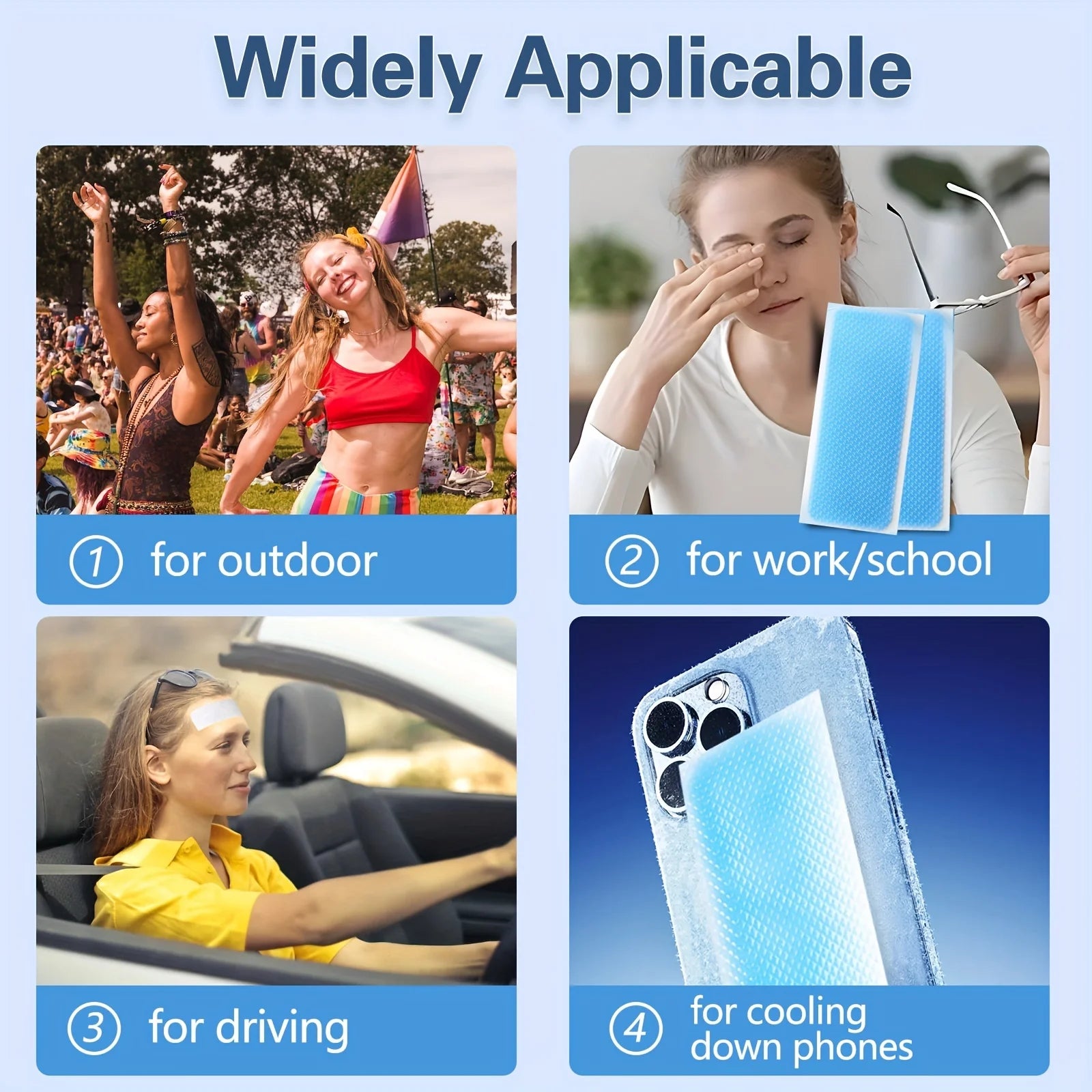 Cooling Gel Patches – Instant Physical Cooling Sheets for Fever, Heatstroke & Summer Relief | Adults & Kids