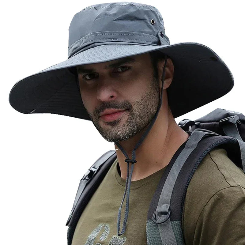 Unisex Wide Brim UV Sun Hat | Breathable Mesh Boonie for Hiking & Fishing
