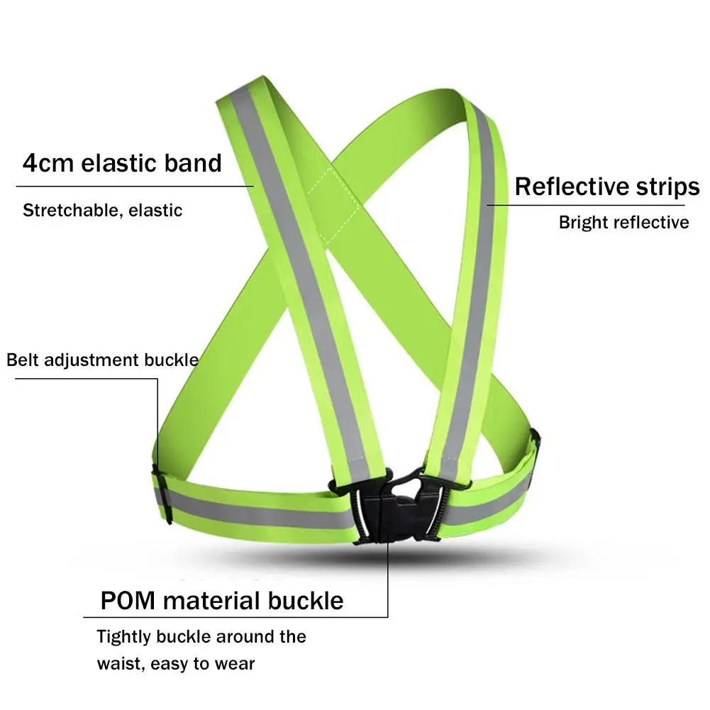 Reflective Safety Vest Harness – Adjustable, Elastic, High-Visibility | Night Running, Cycling & Outdoor | Adults & Children | 5 Colours