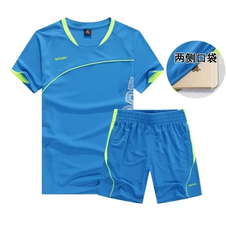 Men's 2-Piece Running Sports Set – Short Sleeve Jersey & Shorts | Gym, Football & Fitness